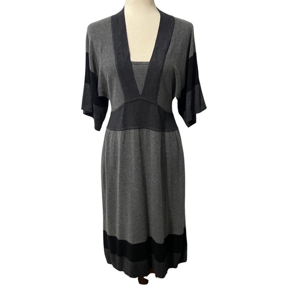 Spense Women's Y2K Kimono Sleeve Sweater Dress Charcoal Gray Black Medium
